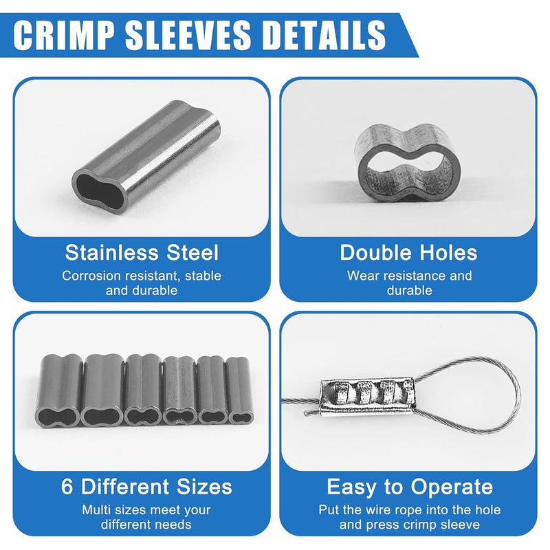 VATEICO Fishing Crimpe Sleeves Kit,Double Barrel Fishing Line Crimps Sleeves,Brass Copper Crimping Loop Tube Connector Mono Leader Crimps Wire Leader Rigging Tackles Slatwater Freshwater 400pcs - Image 4